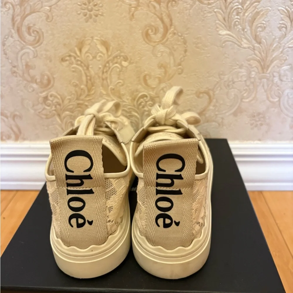 CHLOE LAUREN LACE Women’s low to Beige Sneakers. Size 39. - Picture 5 of 5